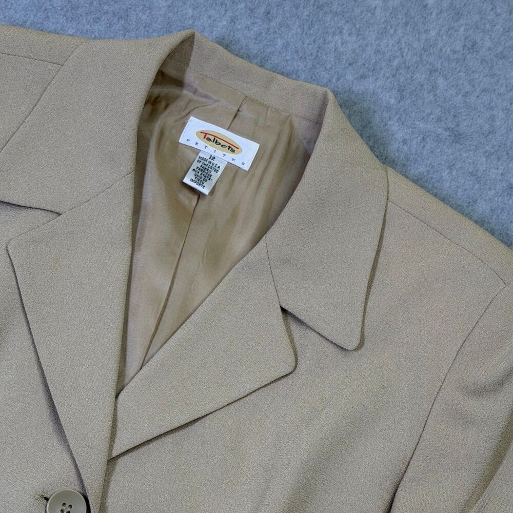 Talbots Petites Blazer Womens 12 Beige Career Jacket USA Classic 4 Btn